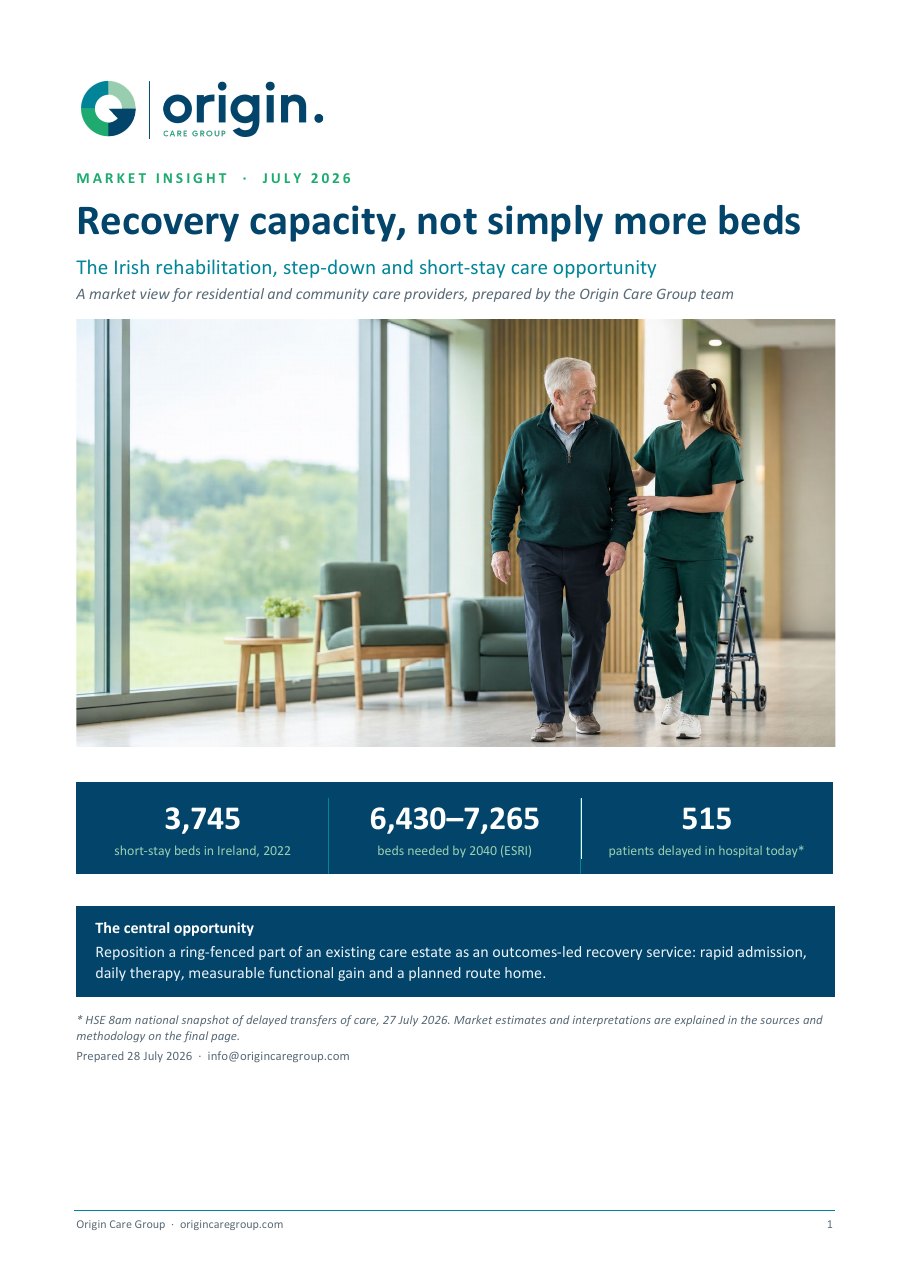 Front cover of the report: Recovery capacity, not simply more beds. Market insight, July 2026.